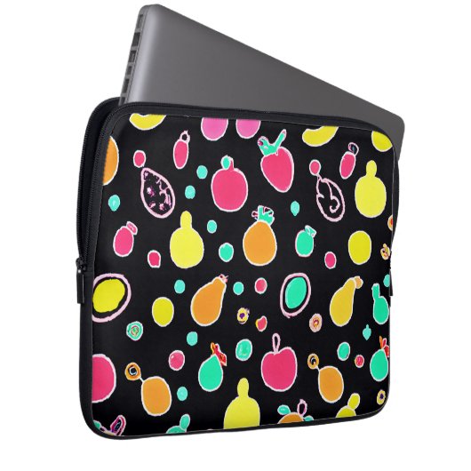 Vivid Neon Fruitful Pattern Laptopschutzhülle (Vorne Rechts)