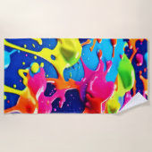 Vivid Neon Paint Spritzer Explosion Art Strandtuch (Vorderseite)
