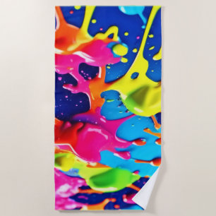 Vivid Neon Paint Spritzer Explosion Art Strandtuch