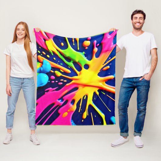 Vivid Neon Splashes Fleecedecke (Beispiel)