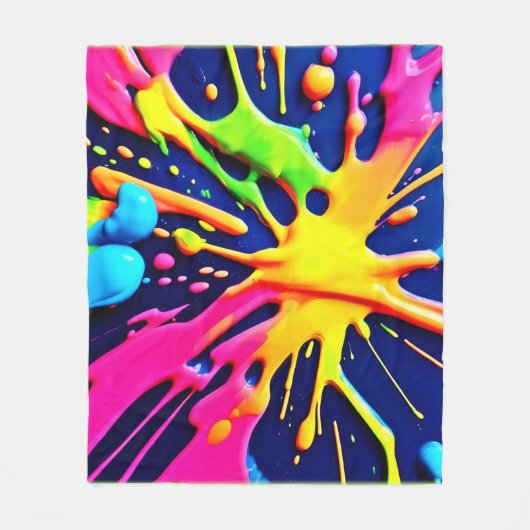 Vivid Neon Splashes Fleecedecke (Vorderseite)