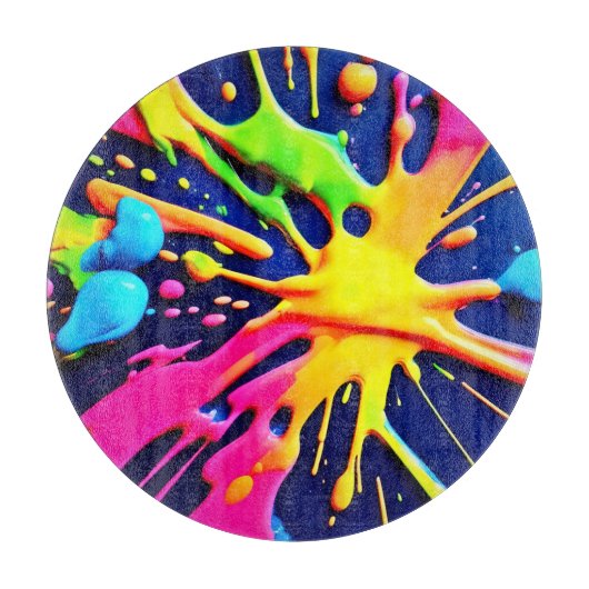 Vivid Neon Splashes Schneidebrett (Vorderseite)
