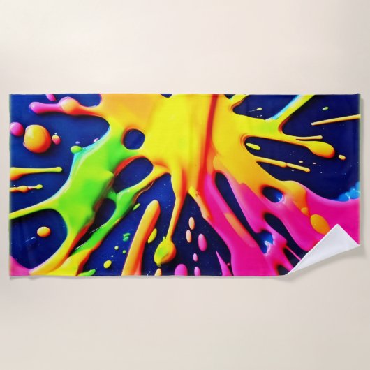 Vivid Neon Splashes Strandtuch (Vorderseite)