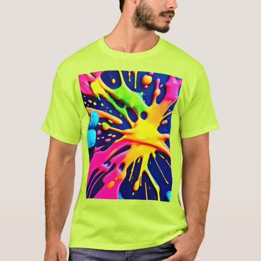 Vivid Neon Splashes T-Shirt (Vorderseite)