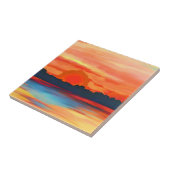 Vivid Ocean Sunset in Fiery Orange Fliese (Seite)