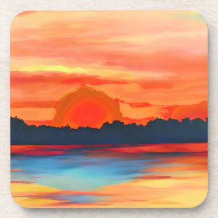 Vivid Ocean Sunset in Fiery Orange Getränkeuntersetzer