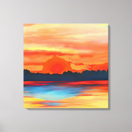 Vivid Ocean Sunset in Fiery Orange Leinwanddruck