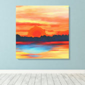 Vivid Ocean Sunset in Fiery Orange Leinwanddruck (Insitu (Holzboden))