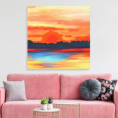 Vivid Ocean Sunset in Fiery Orange Leinwanddruck (Insitu (Wohnzimmer))