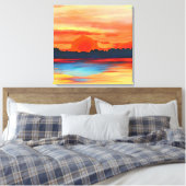 Vivid Ocean Sunset in Fiery Orange Leinwanddruck (Insitu (Schlafzimmer))