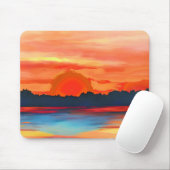 Vivid Ocean Sunset in Fiery Orange Mousepad (Mit Mouse)