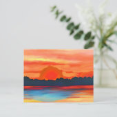 Vivid Ocean Sunset in Fiery Orange Postkarte (Stehend Vorderseite)