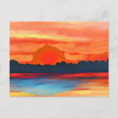 Vivid Ocean Sunset in Fiery Orange Postkarte (Vorderseite)