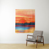 Vivid Ocean Sunset in Fiery Orange Wandteppich (Beispiel)