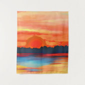 Vivid Ocean Sunset in Fiery Orange Wandteppich (Vorderseite)