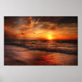 Vivid Orange Beach Sunset Poster (Vorne)