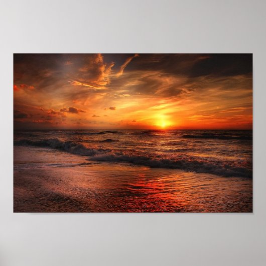Vivid Orange Beach Sunset Poster (Vorne)