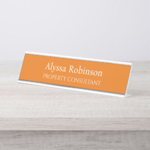 Vivid Orange Beruflich Desk Name Plate Schreibtischnamensplakette