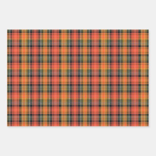 Vivid Orange, Green & Gold Kariert Geschenkpapier Set (Vorderseite 3)