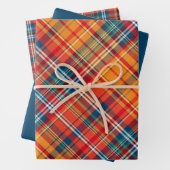Vivid Orange, Red & Blue Kariert Geschenkpapier Set (Beispiel)