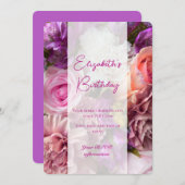 Vivid Orchid Birthday Invitation Card Dankeskarte (Vorne/Hinten)