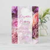 Vivid Orchid Birthday Invitation Card Dankeskarte (Stehend Vorderseite)