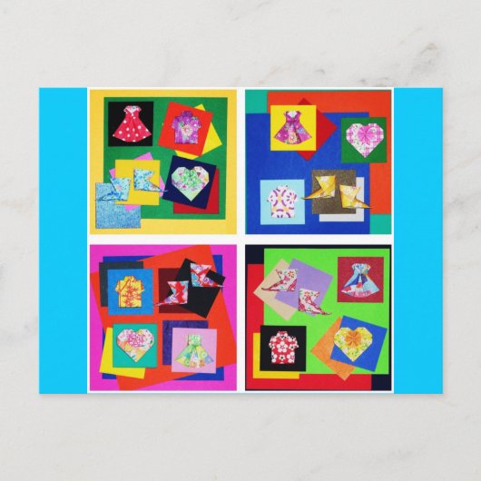 Vivid Origami Art Postcard Postkarte (Vorderseite)