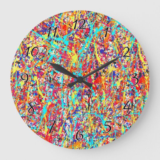 Vivid Paint Spritzer Abstrakt Große Wanduhr (Vorderseite)