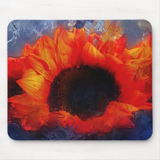 Vivid Painterly Orange Sunflowers Mouse Pad Mousepad (Vorne)