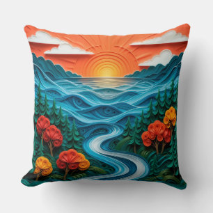 Vivid Paper Art, die einen Seren-Sonnenuntergang d Kissen