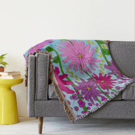 Vivid Pink Blume Zeichnend auf Blue Decke