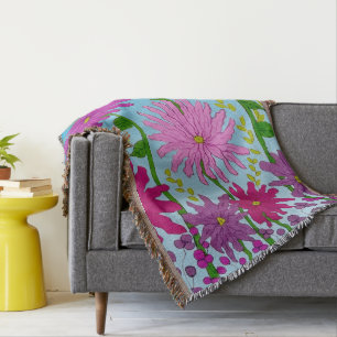 Vivid Pink Blume Zeichnend auf Blue Decke