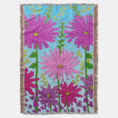 Vivid Pink Blume Zeichnend auf Blue Decke (Vorderseite Vertikal)