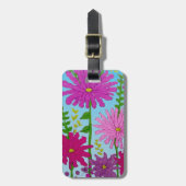 Vivid Pink Blume Zeichnend auf Blue Gepäckanhänger (Vorderseite vertikal)