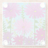 Vivid Pink Blume Zeichnend auf Blue Glasuntersetzer (Rückseite)