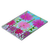 Vivid Pink Blume Zeichnend auf Blue Notizblock (Linke Seite)