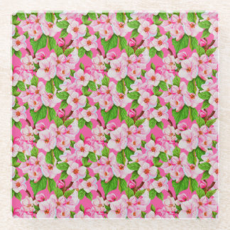 Vivid Pink Cherry Blossom Glass Untersetzer
