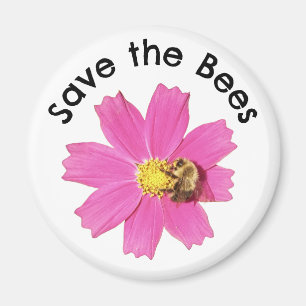 Vivid Pink Cosmos Blume Rette die Bienen Magnet