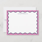 vivid Pink & Navy Wavy Border Note Card Einladung (Vorderseite)