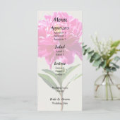 Vivid Pink Peony Menükarte (Stehend Vorderseite)