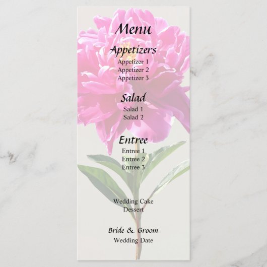 Vivid Pink Peony Menükarte (Vorderseite)