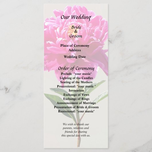 Vivid Pink Peony Programm (Vorderseite)