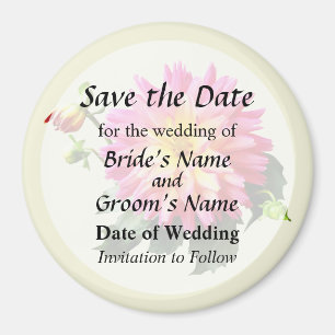 Vivid Pink und Yellow Dahlia Save the Date Magnet