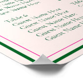 Vivid Pink Wedding Seating Chart Poster (Ecke)