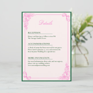 Vivid Pink Y2K Anime Gothic Cat Wedding Details Einladung