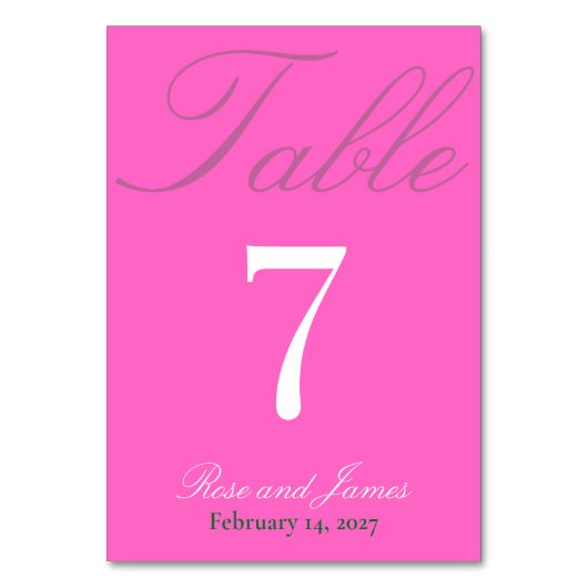 Vivid Pink Y2K Gothic Wedding Tischnummer (Vorderseite)