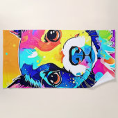 Vivid Puppy Vibes Art Design Strandtuch (Vorderseite)
