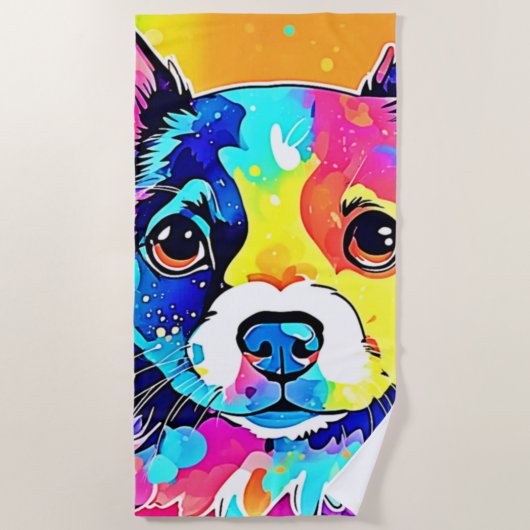Vivid Puppy Vibes Art Design Strandtuch (Vorderseite)