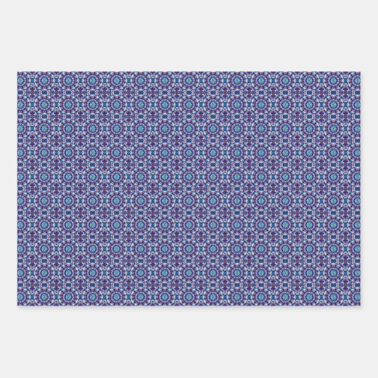 Vivid Purple, Green, Blue & Cream Tile Pattern Geschenkpapier Set (Vorderseite 3)