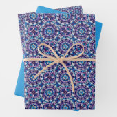Vivid Purple, Green, Blue & Cream Tile Pattern Geschenkpapier Set (Beispiel)